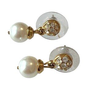 Swarovski Crystal Pearl Drop Earrings Wedding Bridal Dainty Prom Everyday Style